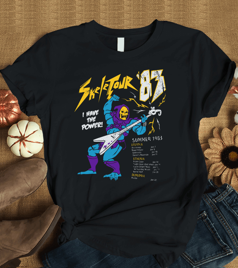 Skeletour '83 I Have the Power Summer 1983 Tour Dates Majestic Eternia with Skeletal Guitar Warrior T-Shirt