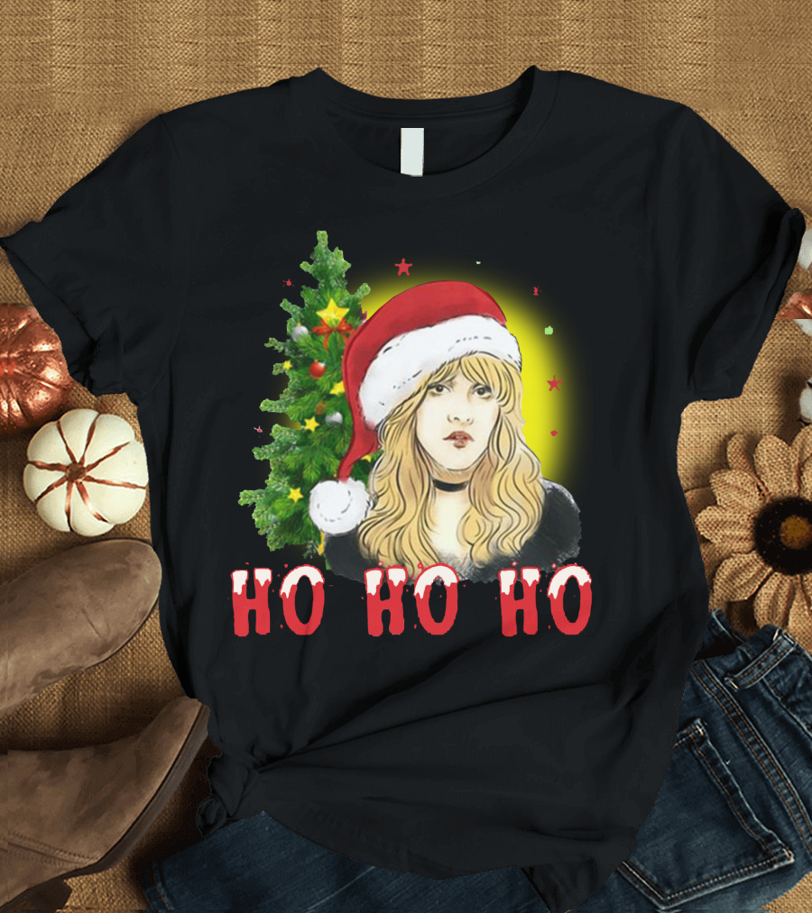 Stevie Nicks Ho Ho Ho Santa Christmas Tree T-Shirt