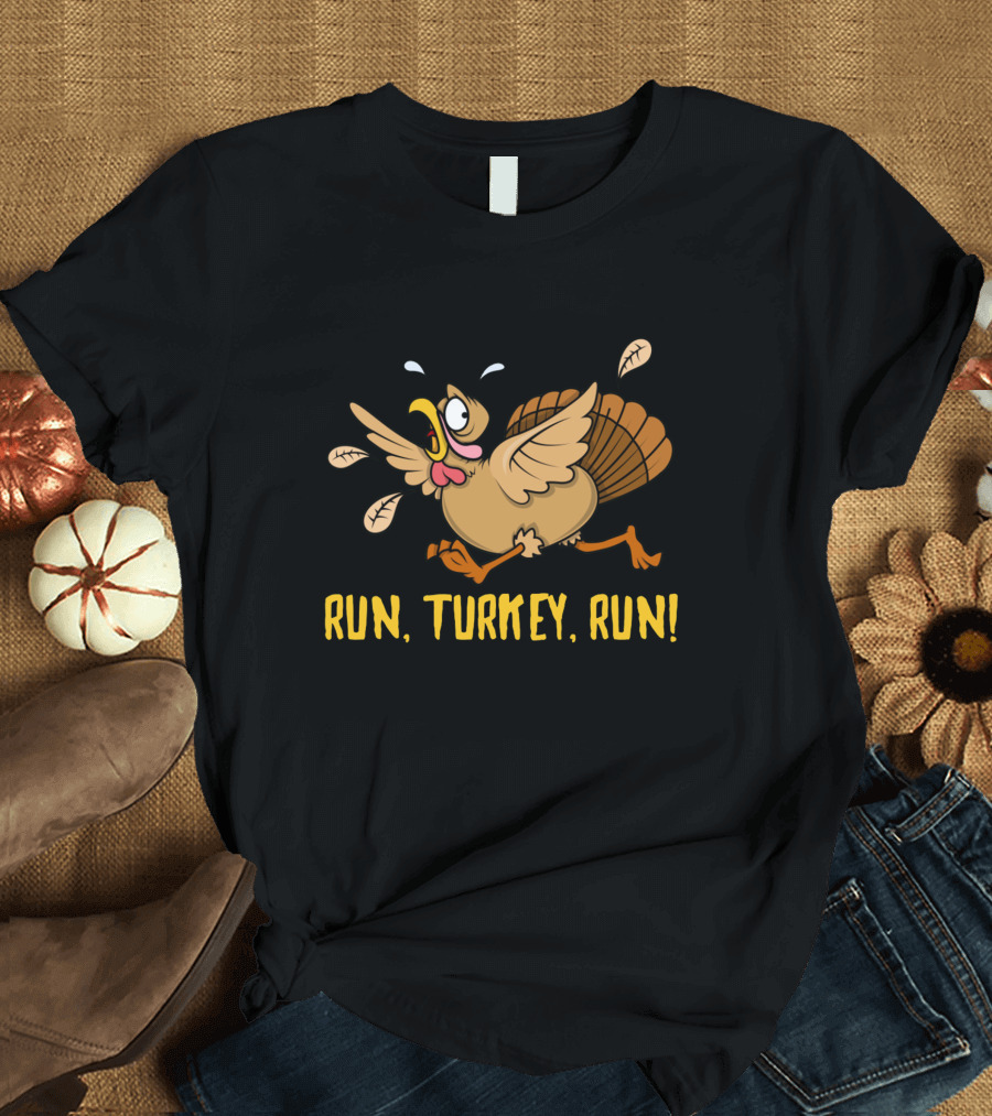 Run Turkey Run Thanksgiving Friendsgiving Funny Turkey Chase T-Shirt
