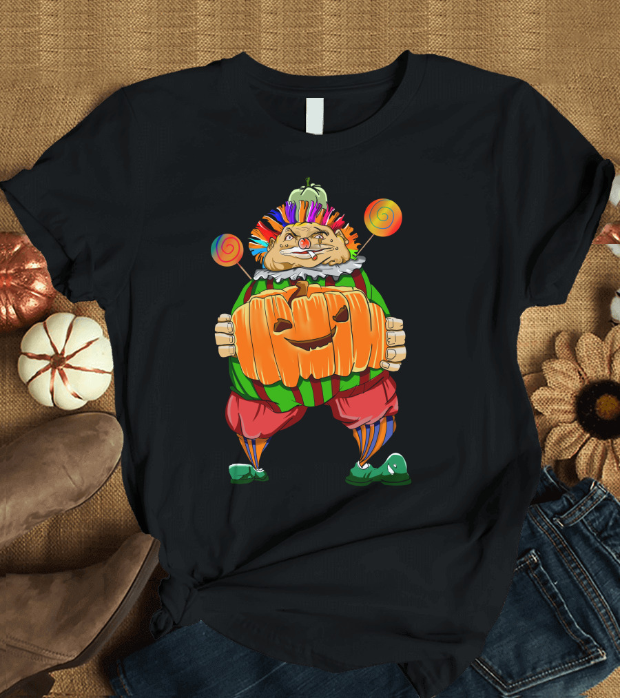 Halloween Clown Pumpkin with Lollipops T-Shirt
