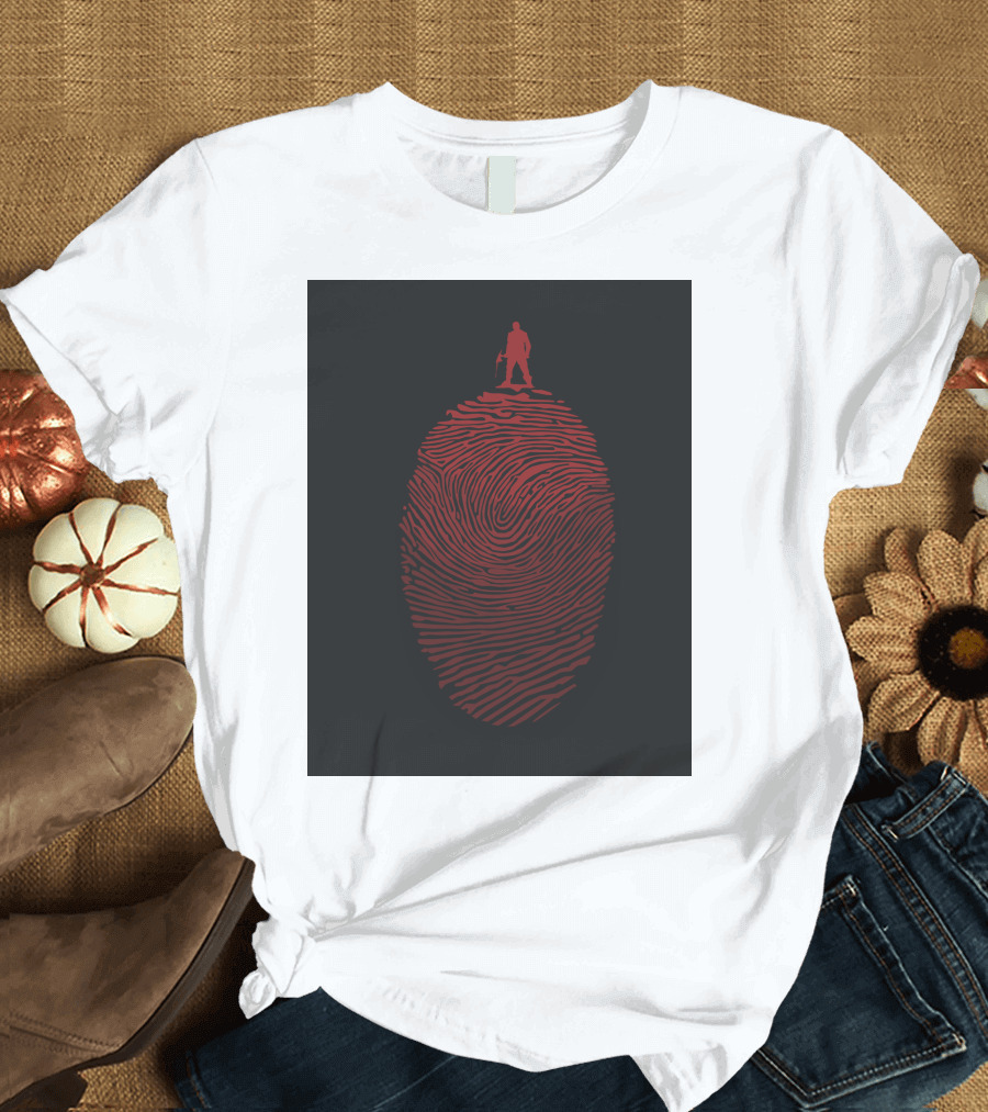 Identity: Red Fingerprint with Standing Figure T-Shirt