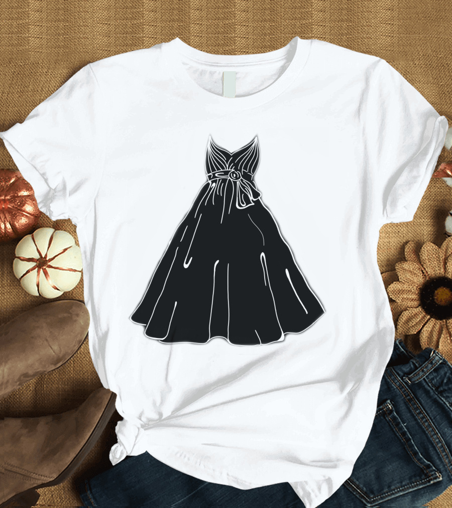 Princess Black Gown Line Art Sketch Dress Belt T-Shirt