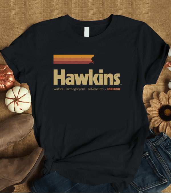 T-Shirt: Hawkins Waffles Demogorgons Adventures Indiana T-Shirt Hawkins Waffles Demogorgons Adventures Indiana T-Shirt