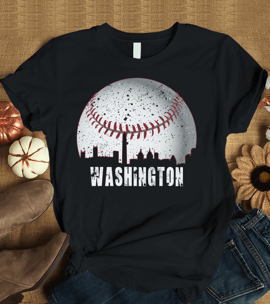 Washington Baseball City Skyline Moon T-Shirt