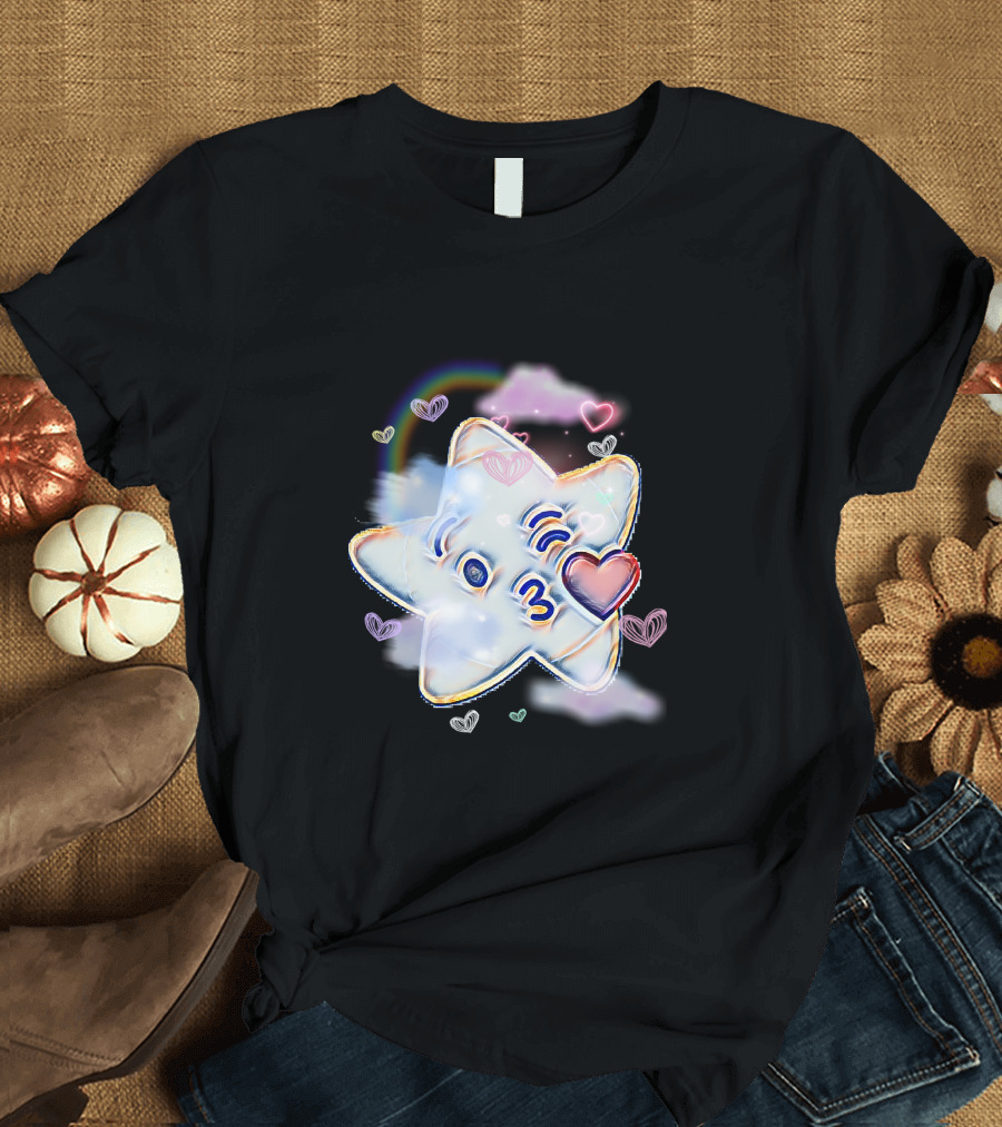Kissing Star With Hearts and Rainbow T-Shirt