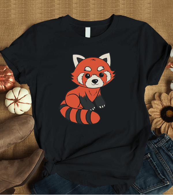 T-Shirt: Red Panda Cartoon Cute Sitting T-Shirt Red Panda Cartoon Cute Sitting T-Shirt