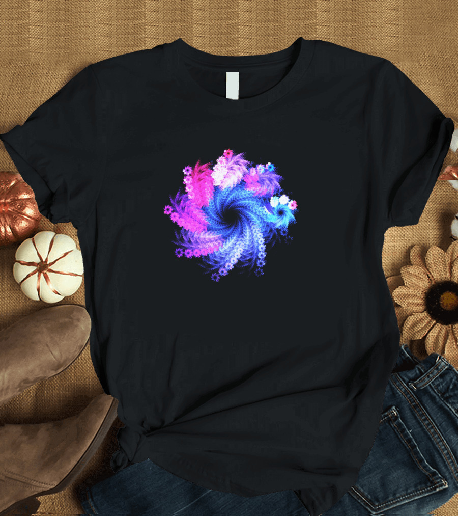 Blue Warm Mandala Swirl Aesthetic Vibrant Colors T-Shirt