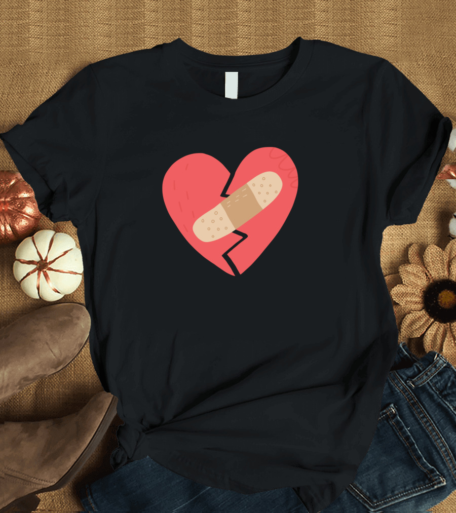 Broken Heart Bandaged with a Bandaid T-Shirt