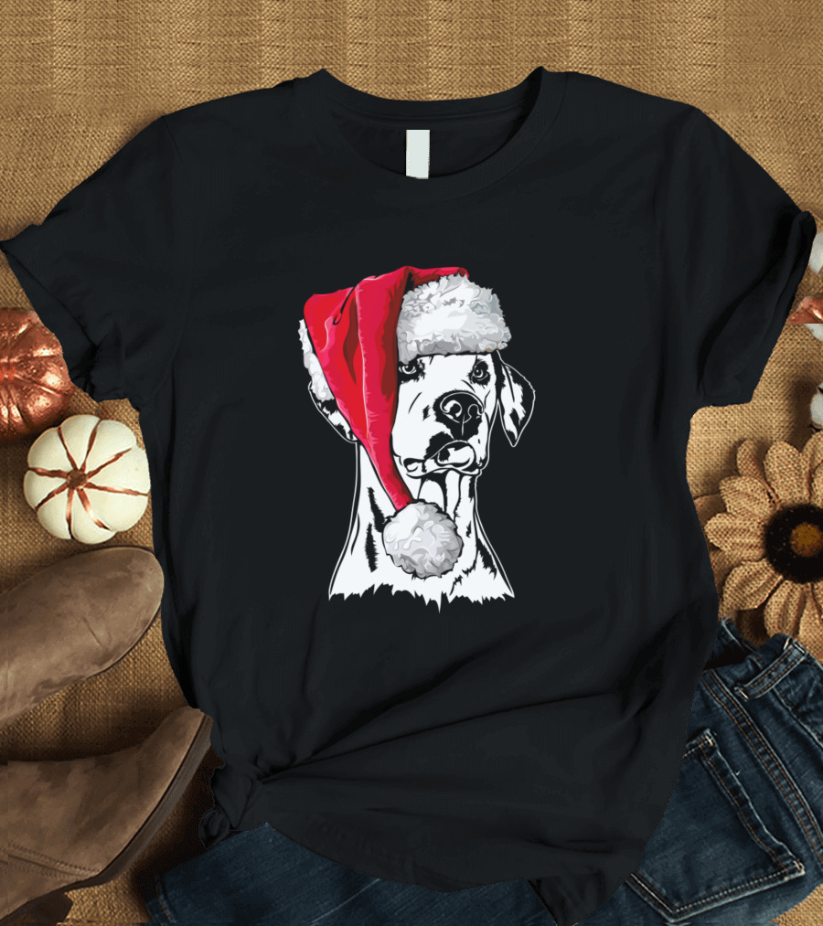 Dalmatian Santa Hat Funny Christmas Dog T-Shirt