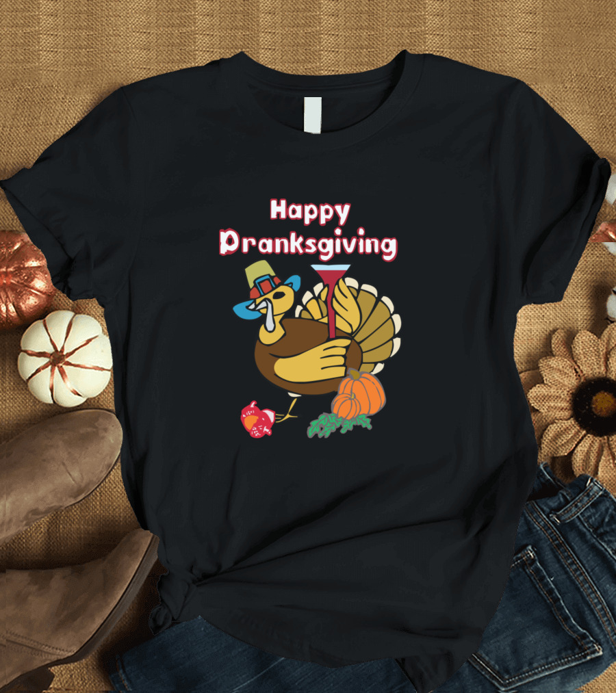 Happy Dranksgiving Turkey with Martini Pumpkin and Bell Pepper T-Shirt