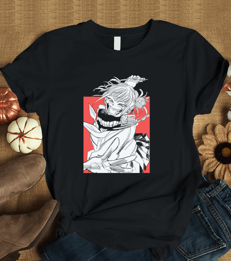 Himiko Toga Sketch Black and Red Anime Character T-Shirt