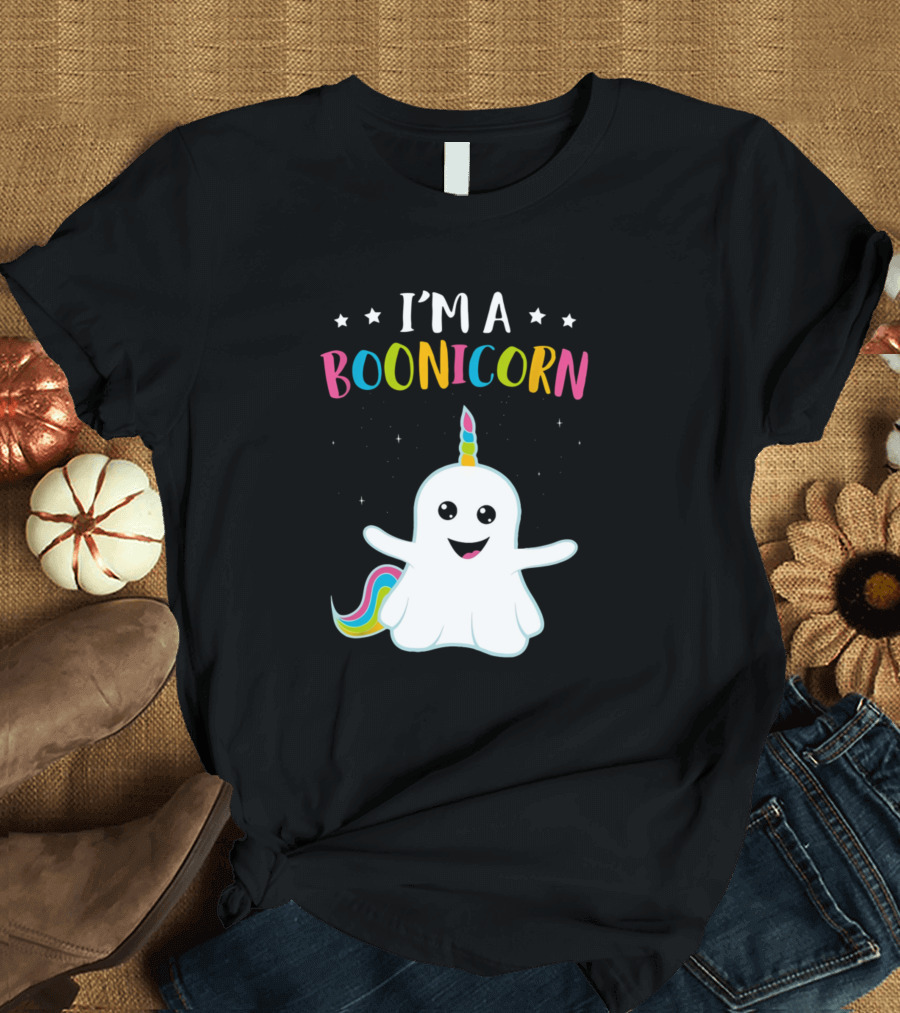 I'm A Boonicorn Rainbow Ghost Unicorn with Horn and Stars T-Shirt