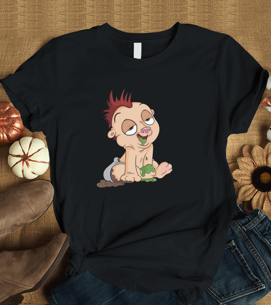 Misgarabatos22 Funny Cartoon Baby Character with Red Hair and Messy Diaper T-Shirt