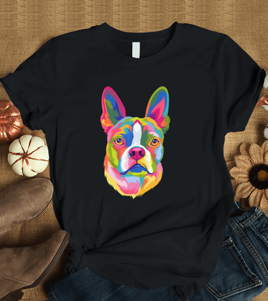 Colorful Pop Art Boston Terrier Lover Dog T-Shirt