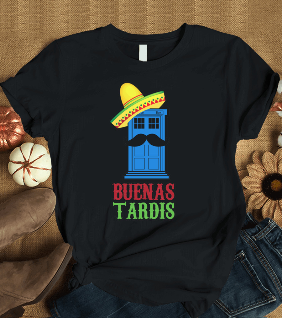 Buenas Tardis Sombrero TARDIS with Mustache T-Shirt
