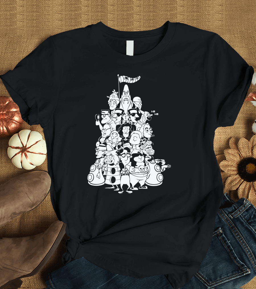 Day At The Mansion Characters Stack Group Parade T-Shirt