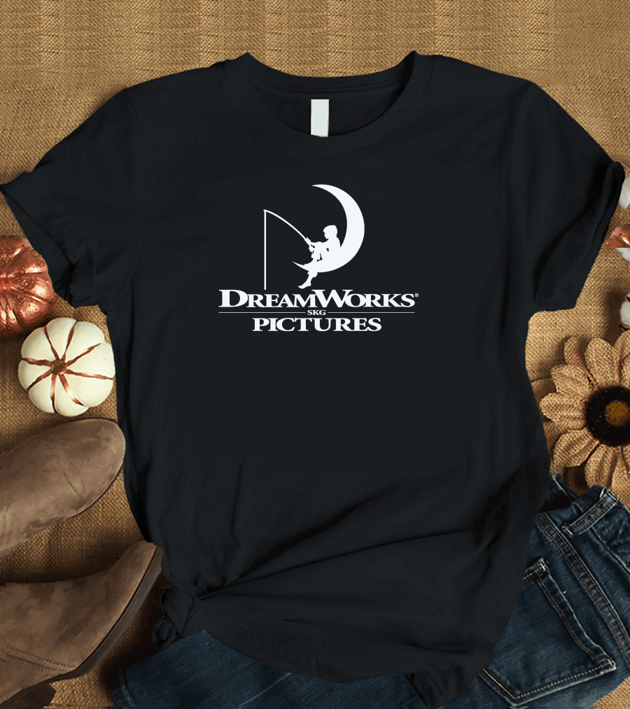 DreamWorks SKG Pictures Logo Moon Fishing T-Shirt