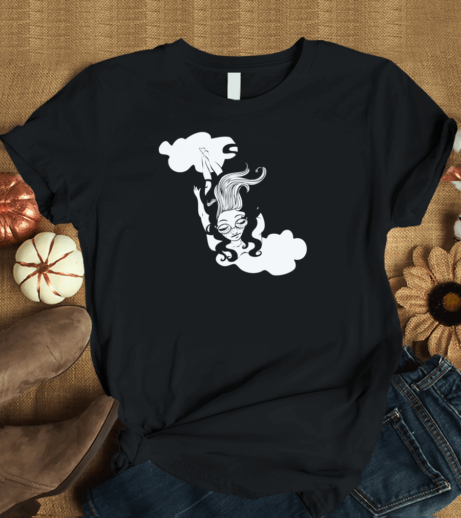 I Think I'm Falling Asleep Floating Clouds Dreaming Woman T-Shirt
