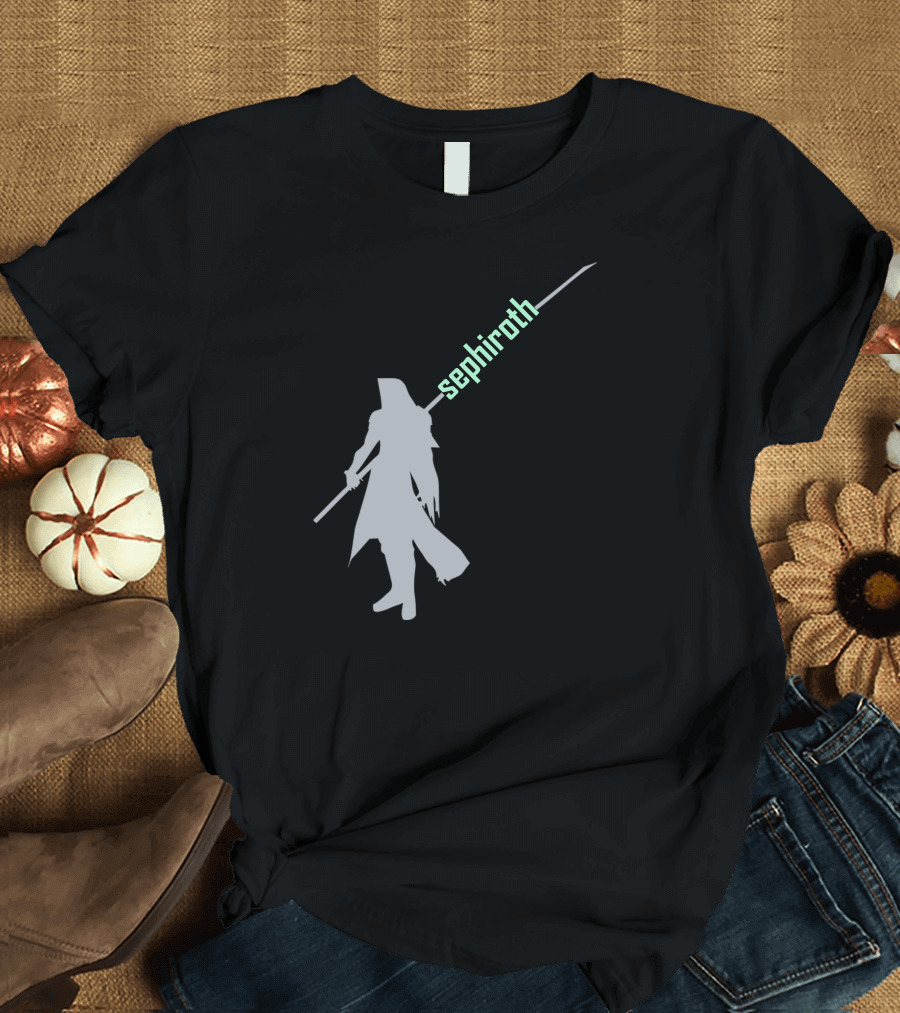 Sephiroth Silhouette Icon with Long Sword T-Shirt