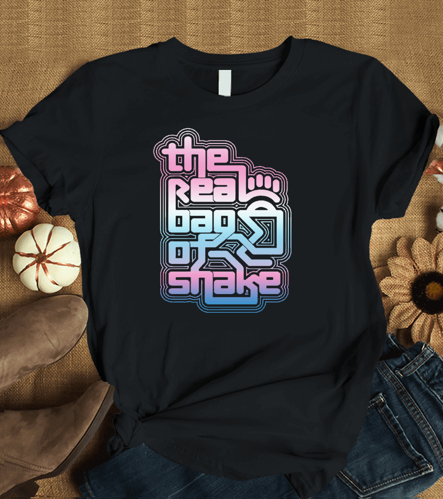 The Real Bag Of Shake Gradient Text Design with Abstract T-Shirt