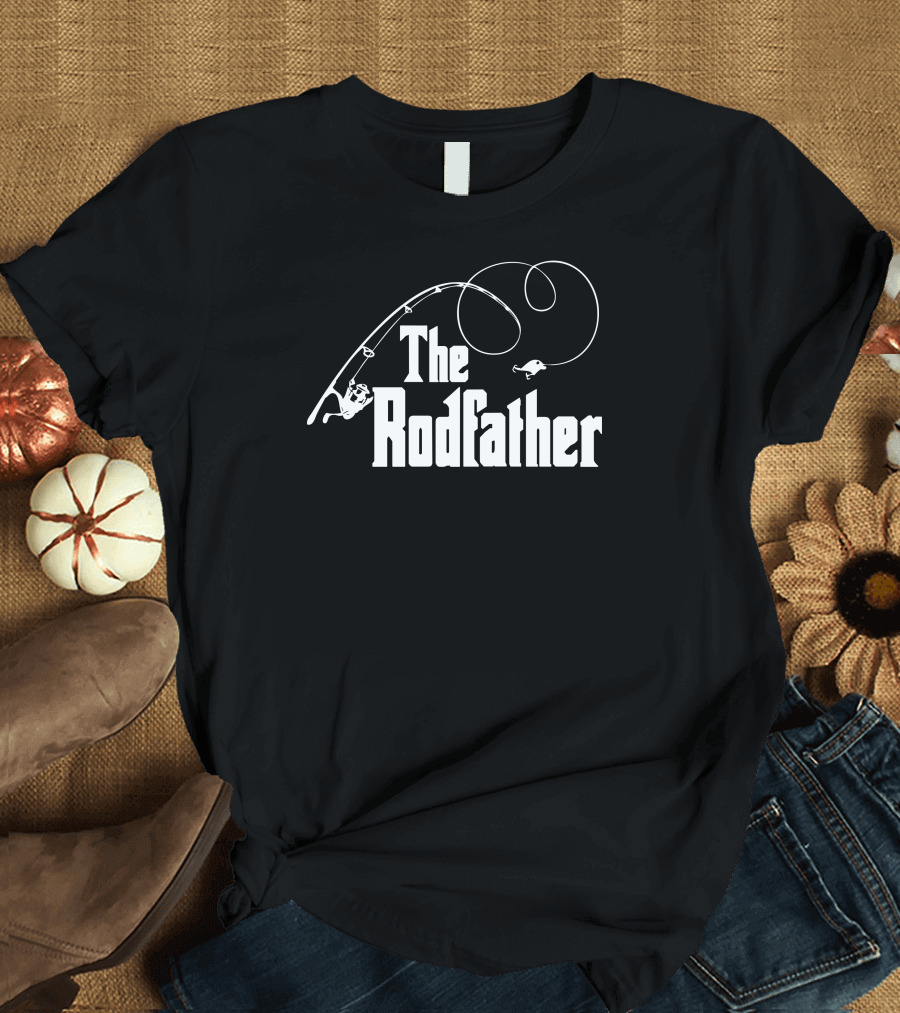 The Rodfather Fishing Rod with Fishhook and Line T-Shirt