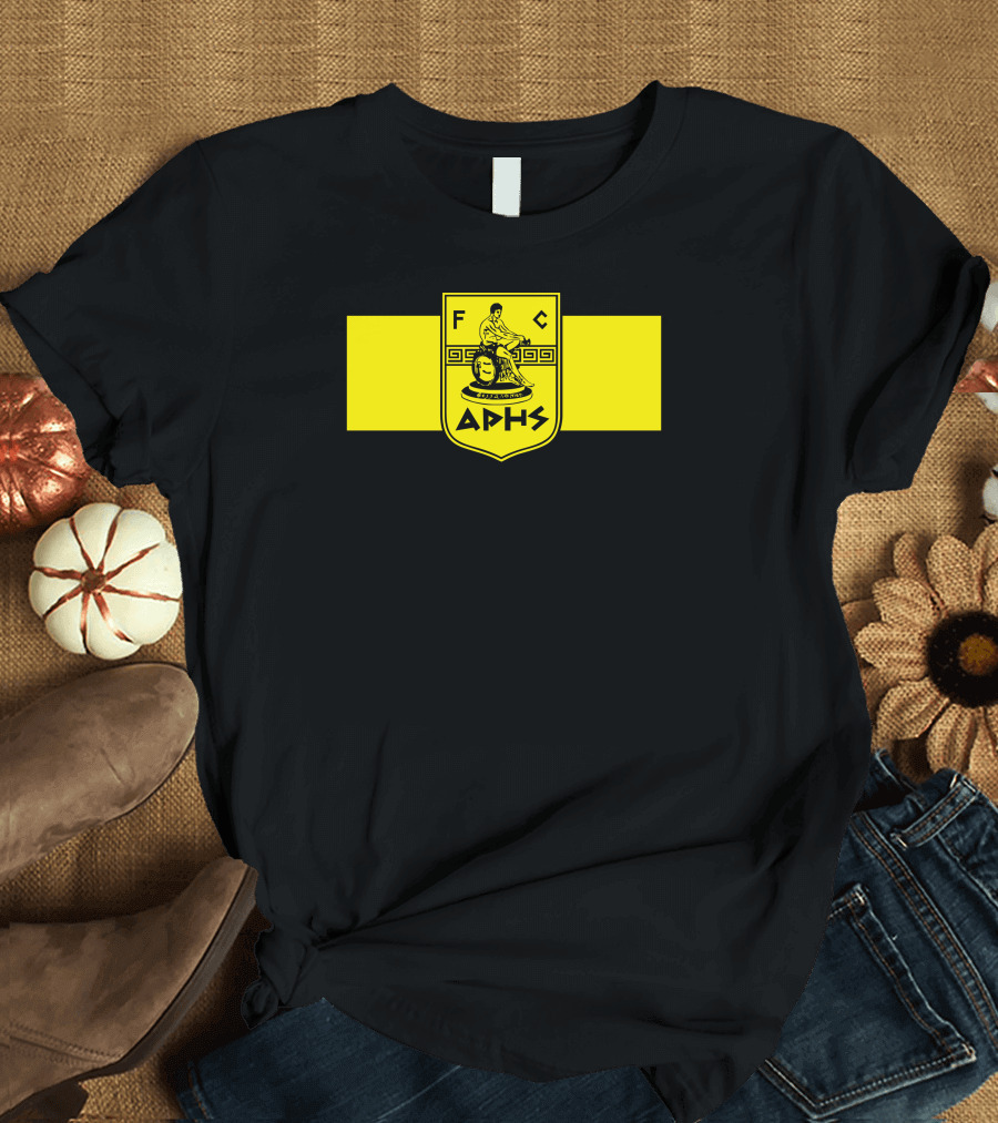 FC Aris APHS Yellow Black Soccer Emblem T-Shirt