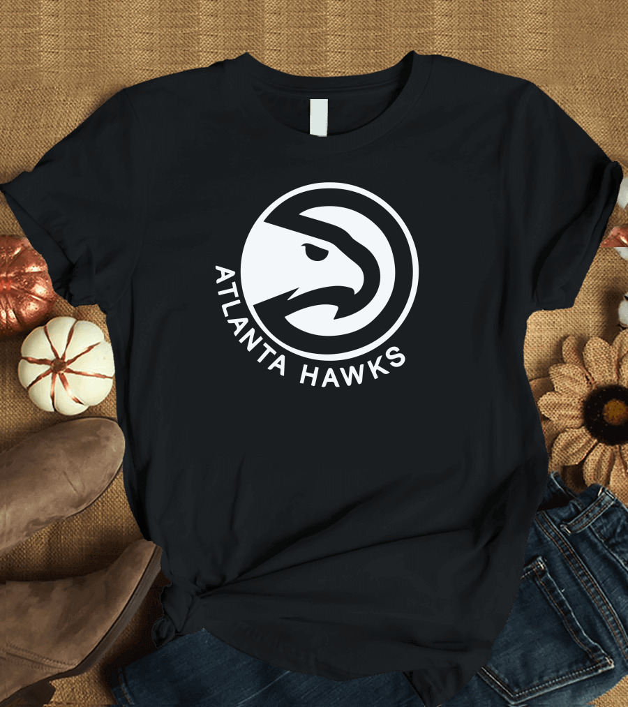 Atlanta Hawks Circular Logo Black Background NBA Team Branding T-Shirt