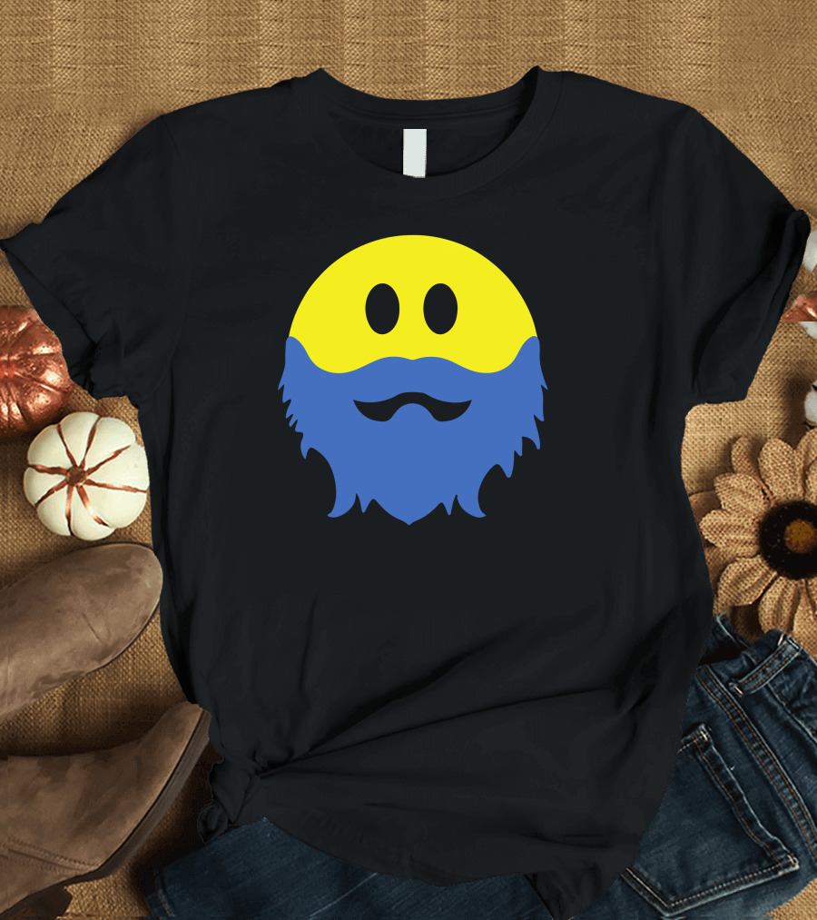 Bearded Smiley Face with Blue Beard T-Shirt