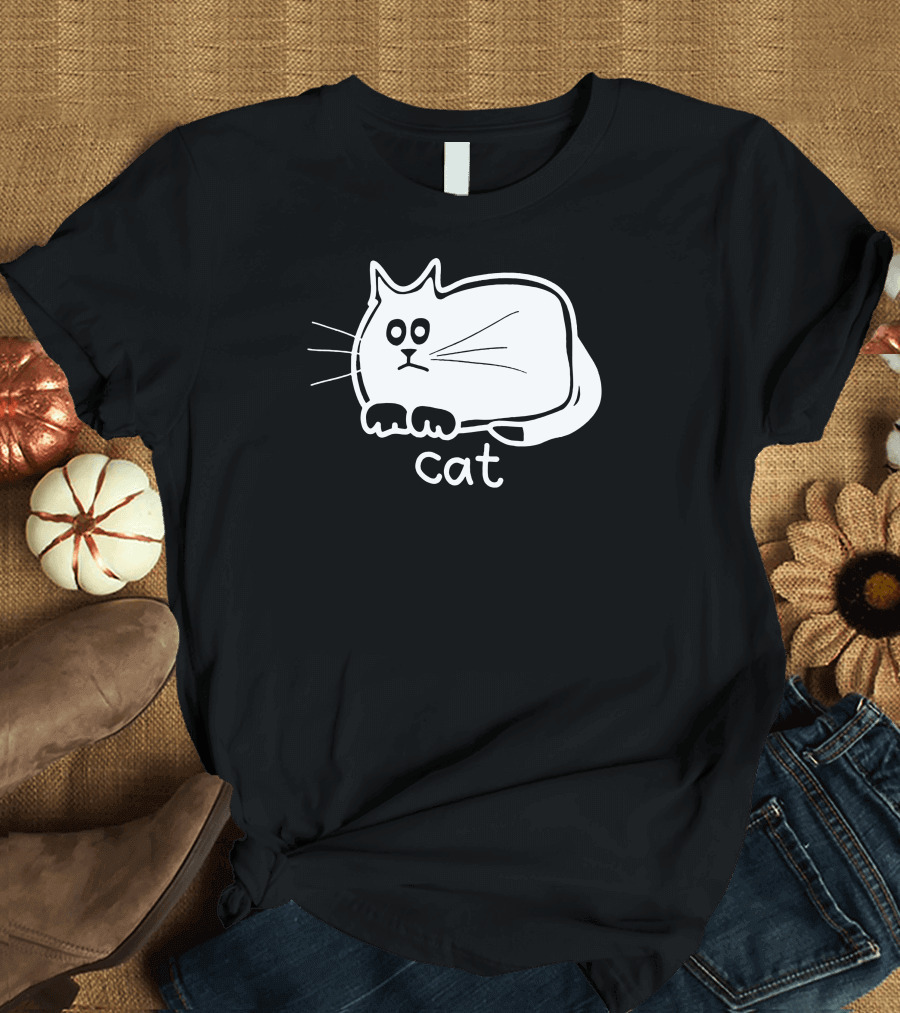 Cat Quirky Cartoon Style with Whiskers and Ears T-Shirt
