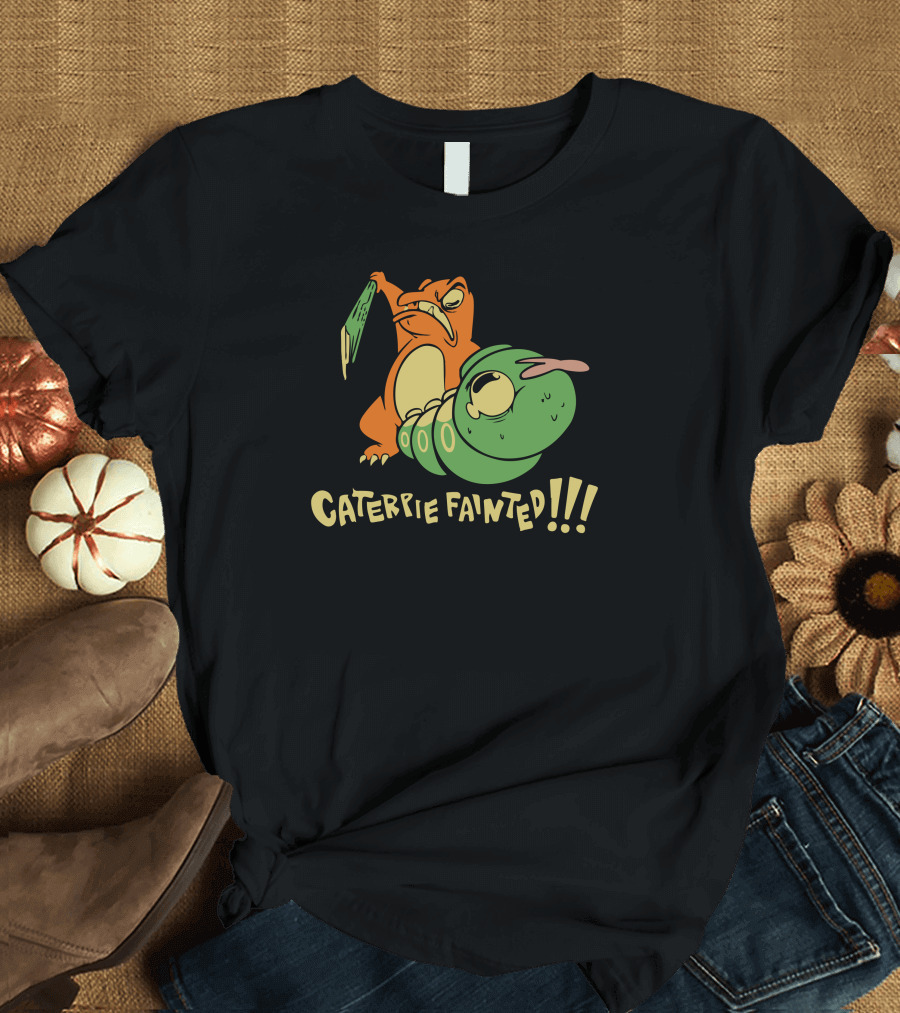Caterpie Fainted Funny Lizard Holding Bat T-Shirt