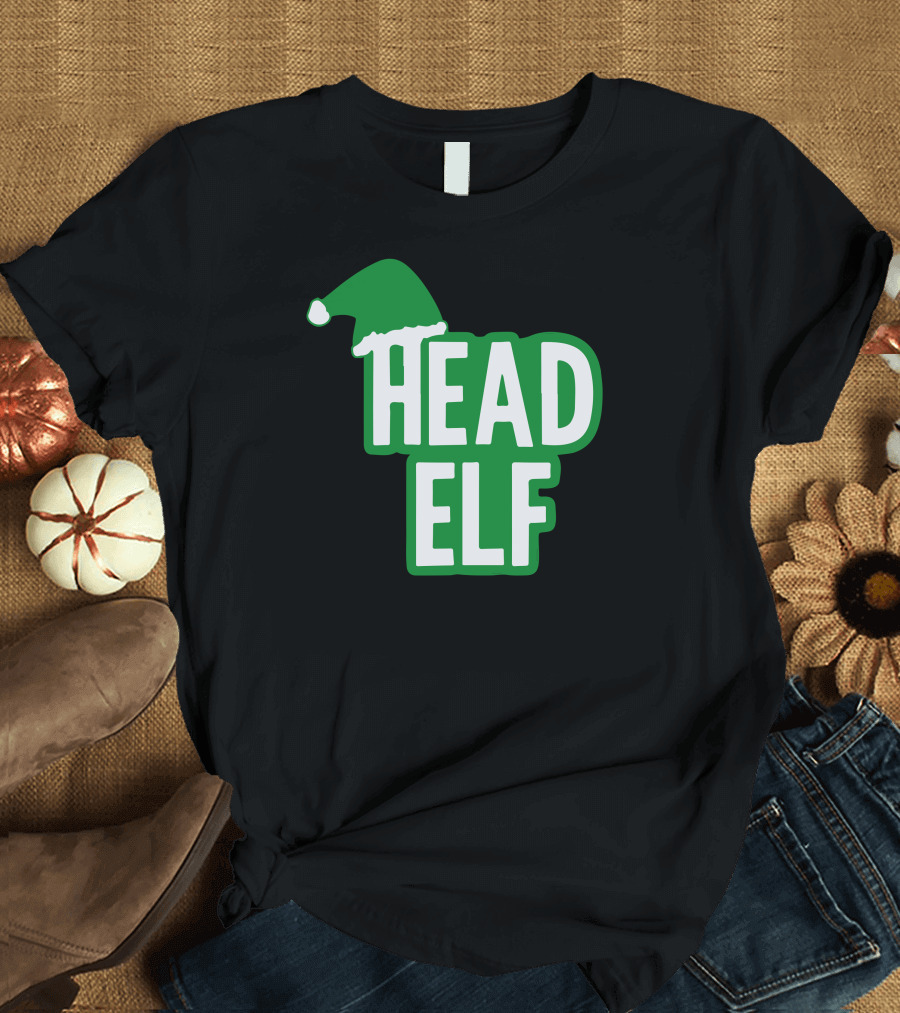 Head Elf Santa Hat Christmas T-Shirt