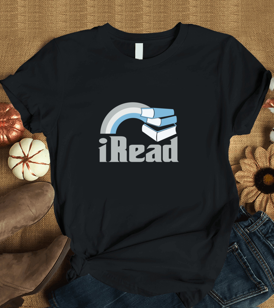 iRead Book Lover Stack with Retro Rainbow T-Shirt