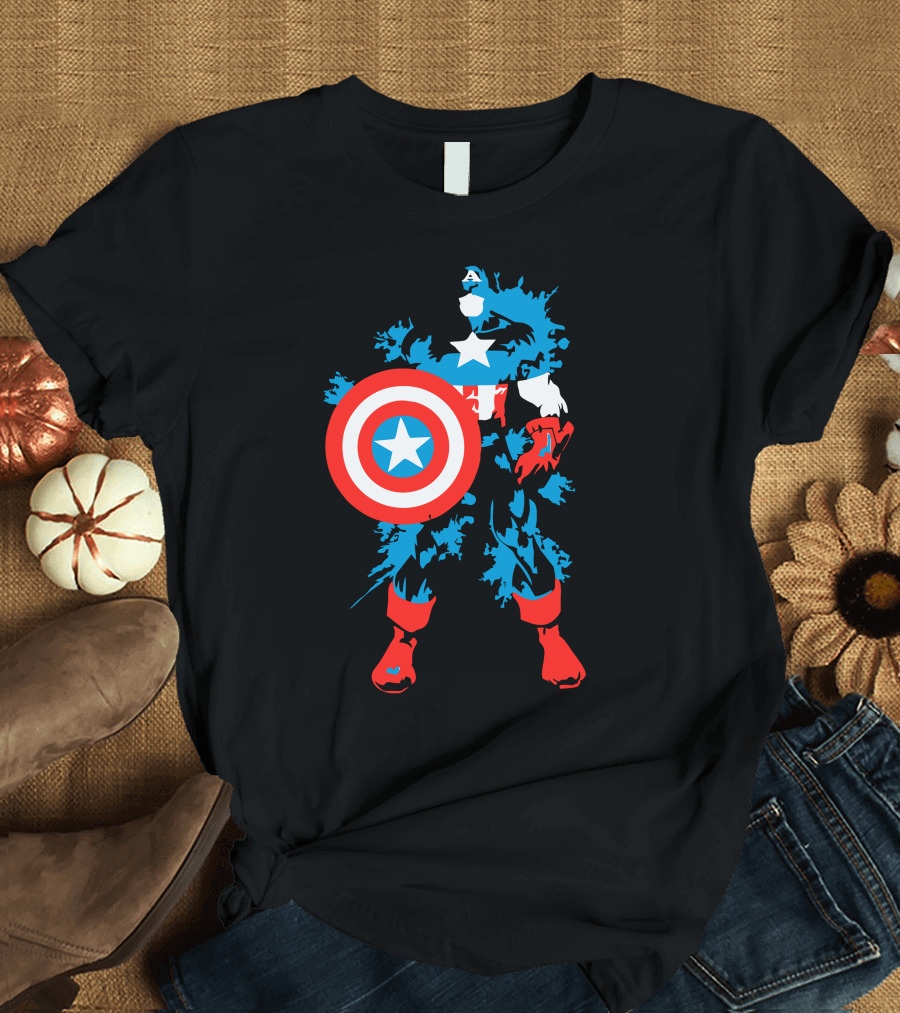 Captain Splash Shield Stars Blue and Red Hero T-Shirt