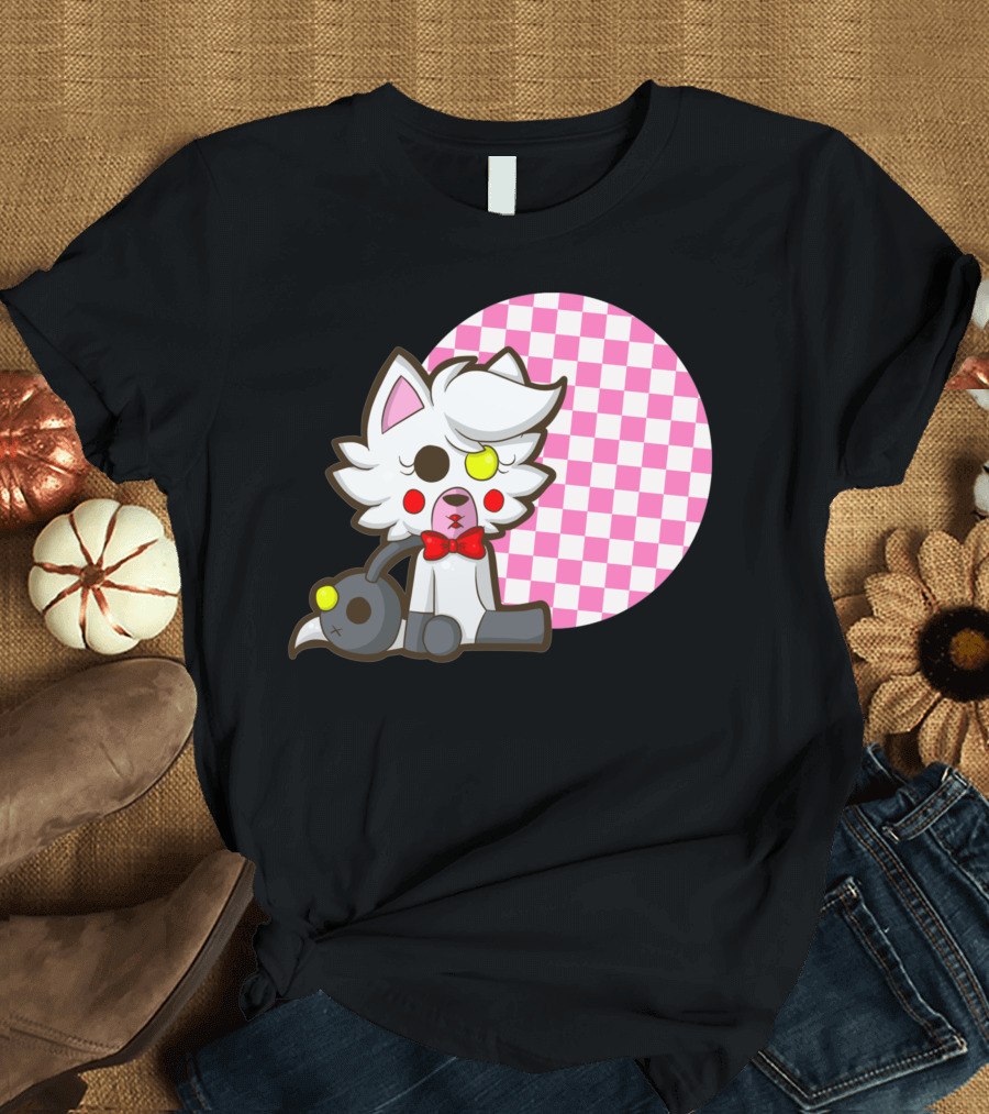 Chibi Mangle Pink Checkered Background Cute Anime T-Shirt
