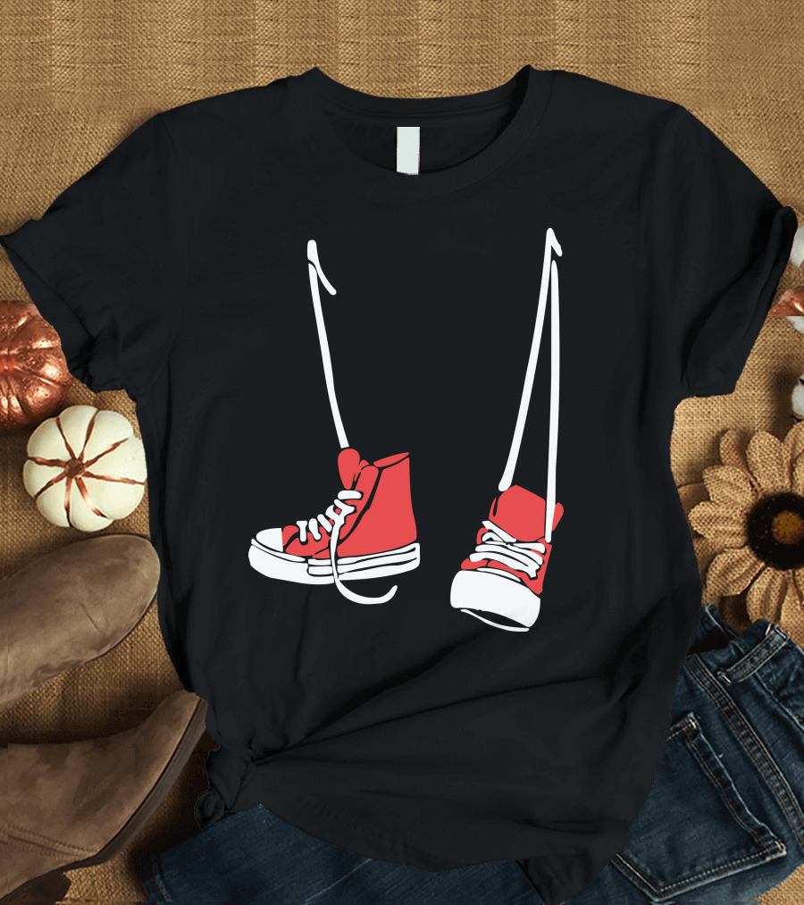 Chuck Shoes Red Sneakers Hanging by Laces T-Shirt