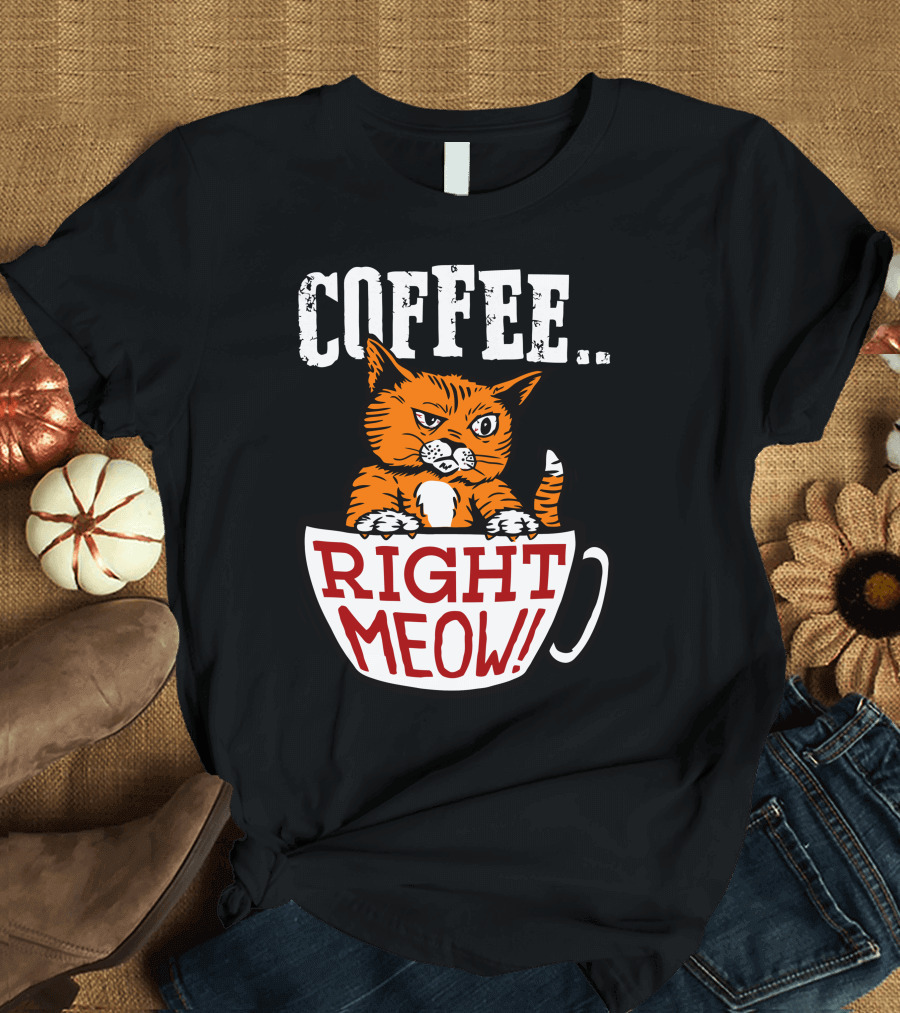 COFFEE RIGHT MEOW Cat in Cup T-Shirt