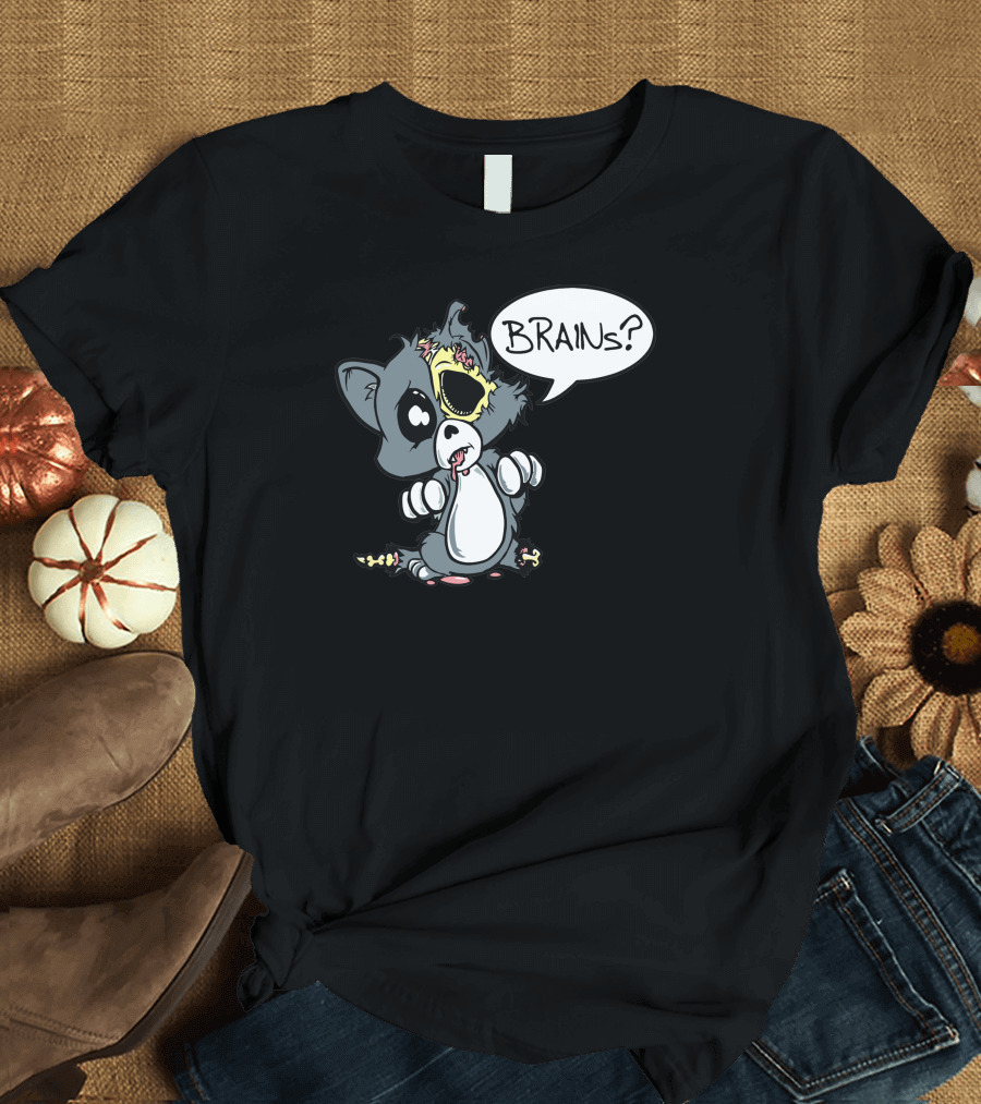 Cute Dead Things Kitty Brains Zombie Cat T-Shirt