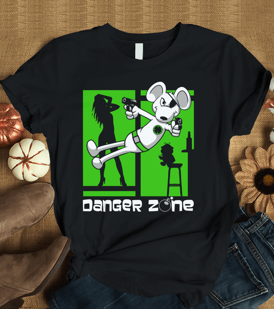 Danger Zone Secret Agent Mouse Silhouette Adventure T-Shirt