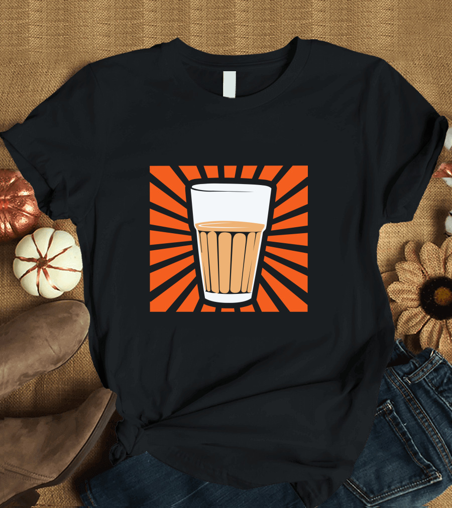 Make Chai Not War Bold Text with Radiating Chai Glass T-Shirt