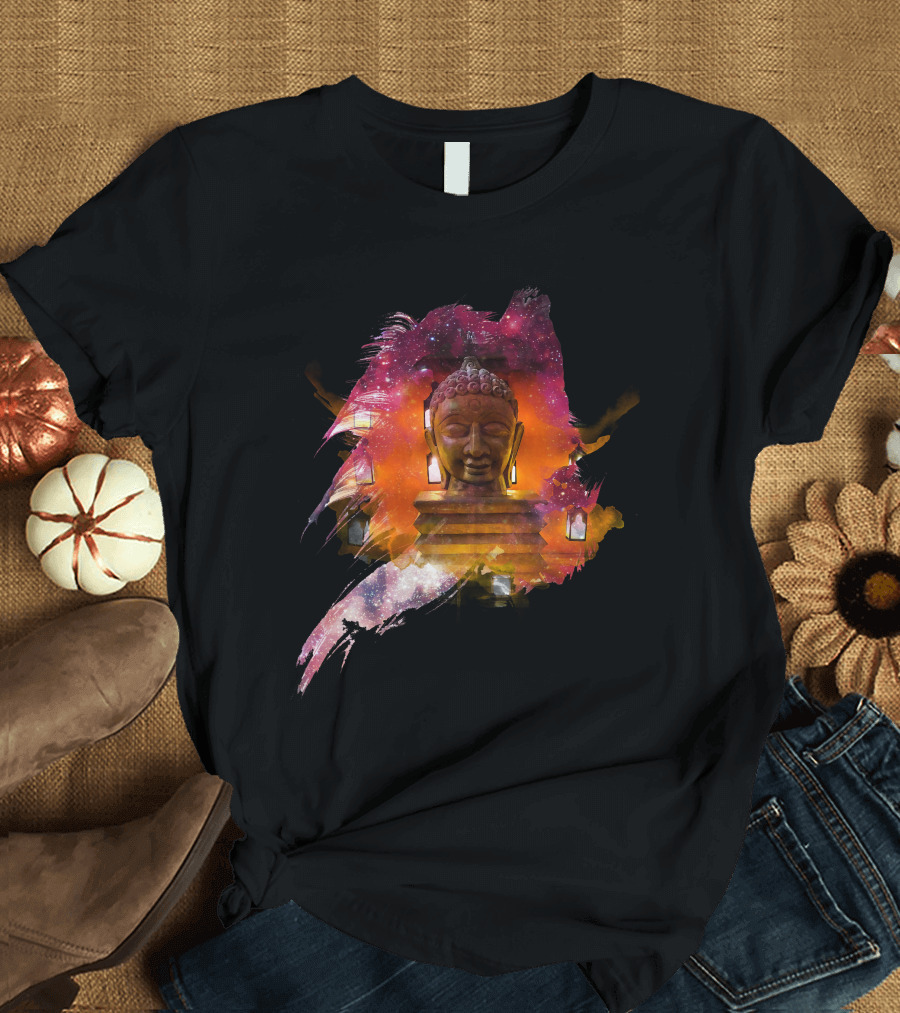 Galaxy Lanterns Buddha Vector T-Shirt