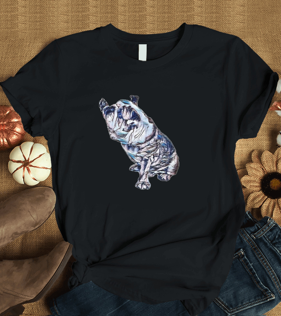 A Large Friendly Bulldog Sitt Abstract Sketch T-Shirt