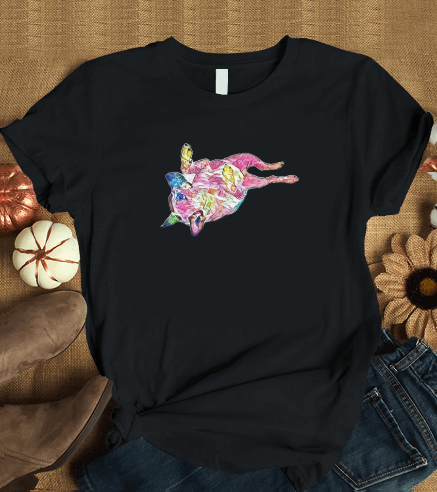 A Playful Australian Cattle Multicolored Abstract T-Shirt