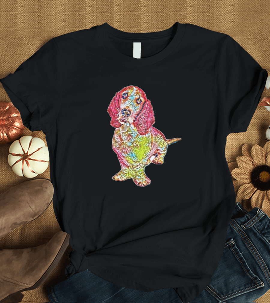 A Purebred Basset Hound Dog Vibrant Artistic T-Shirt