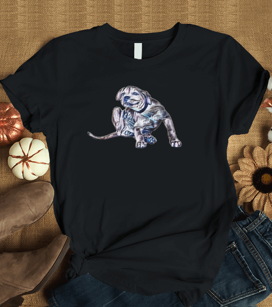 A Young Pit Bull Puppy Scratching Itself With Paw T-Shirt