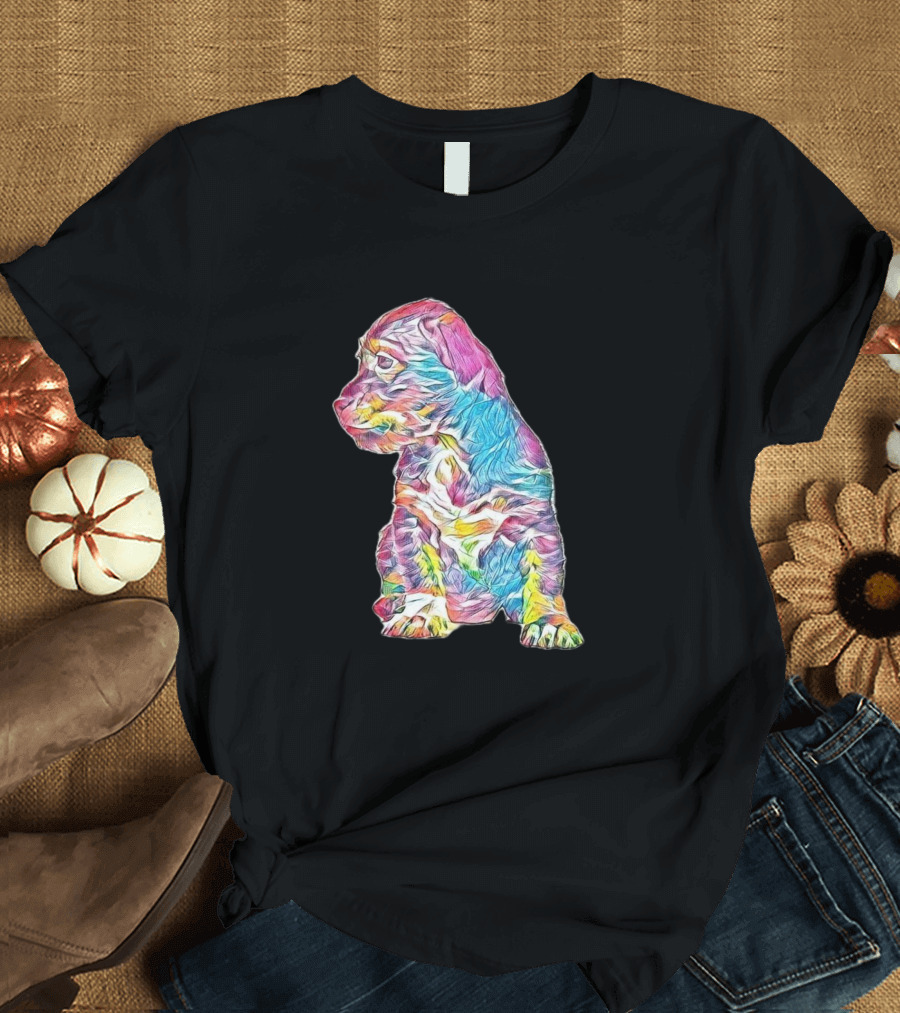 An Adorable Little Mixed Bree Colorful Puppy T-Shirt