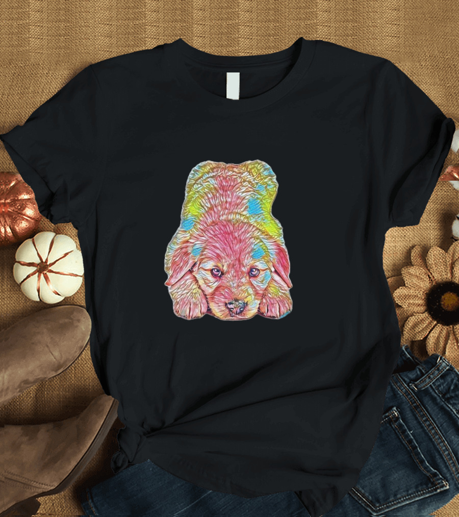 An Adorable Six Week Old Gold Retriever Puppy Colorful T-Shirt