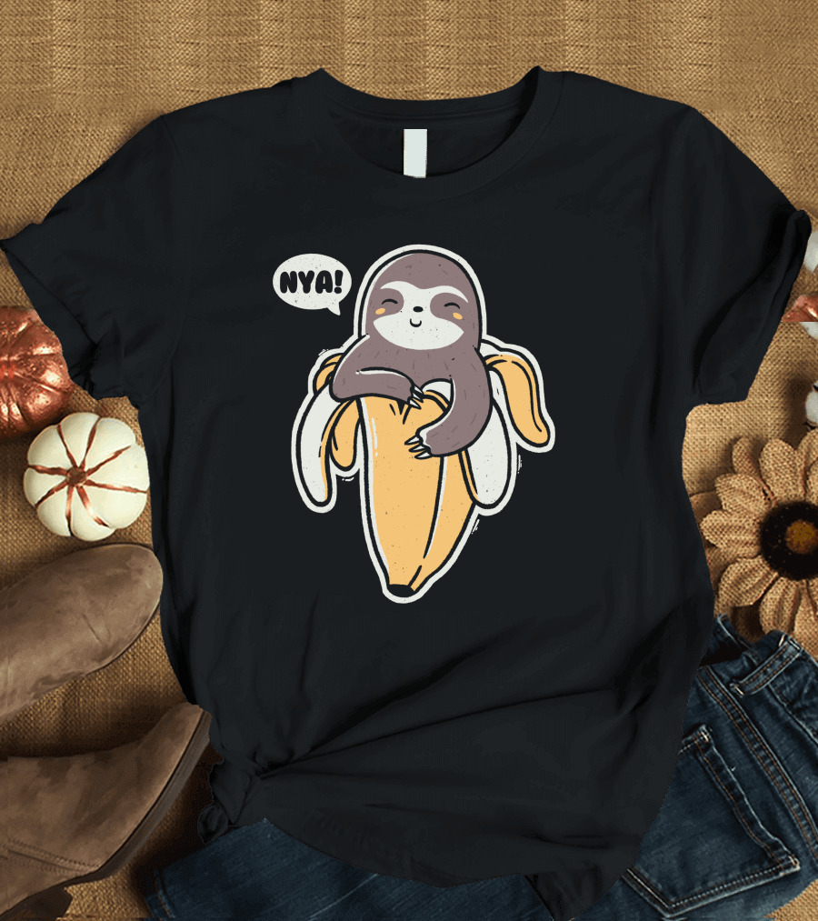 Bananya Sloth Nya Cute Banana Sloth Combination T-Shirt
