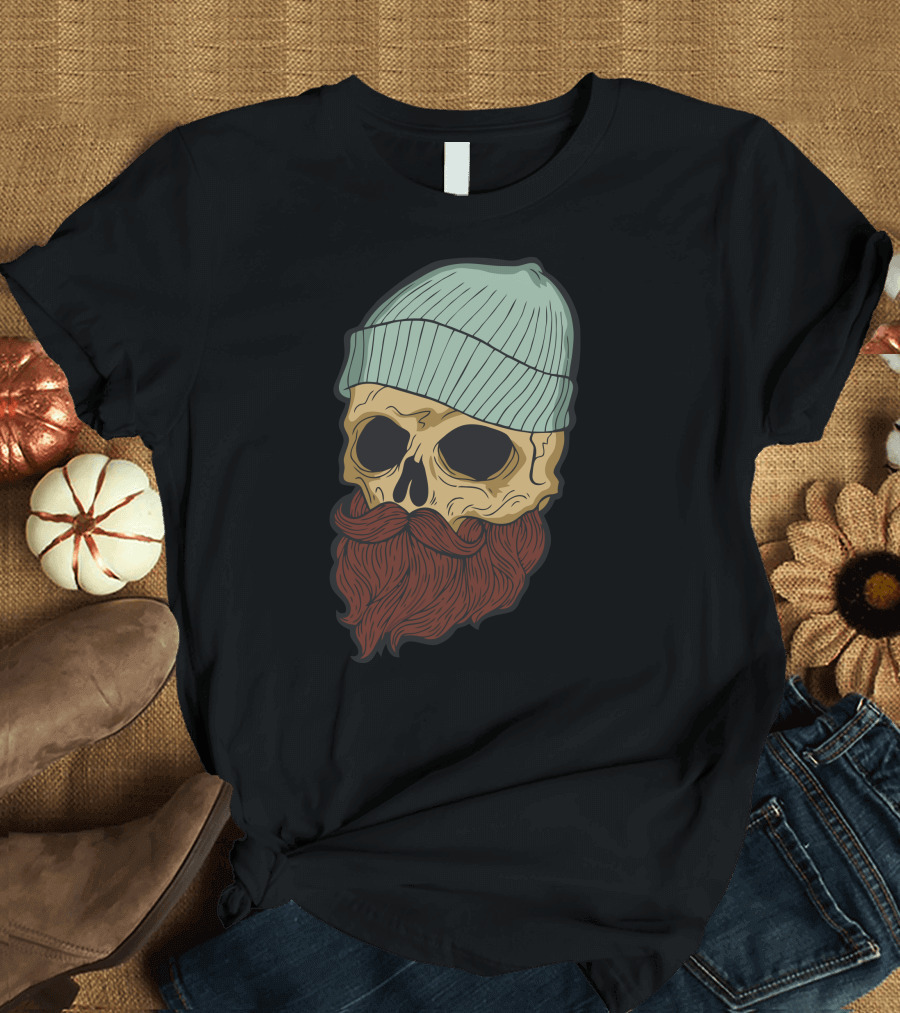 Beard Skull with Beanie T-Shirt