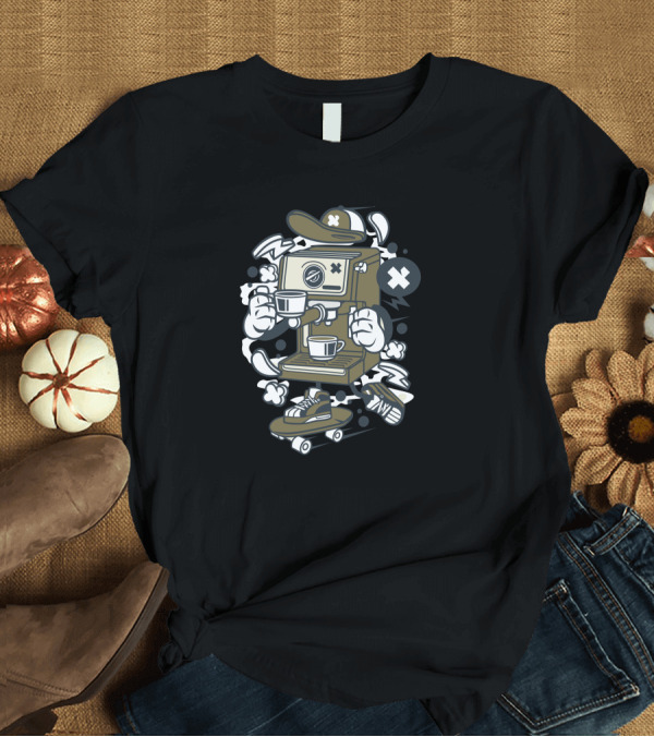 T-Shirt: Coffee Machine Skater Cappuccino Cruiser T-Shirt Coffee Machine Skater Cappuccino Cruiser T-Shirt