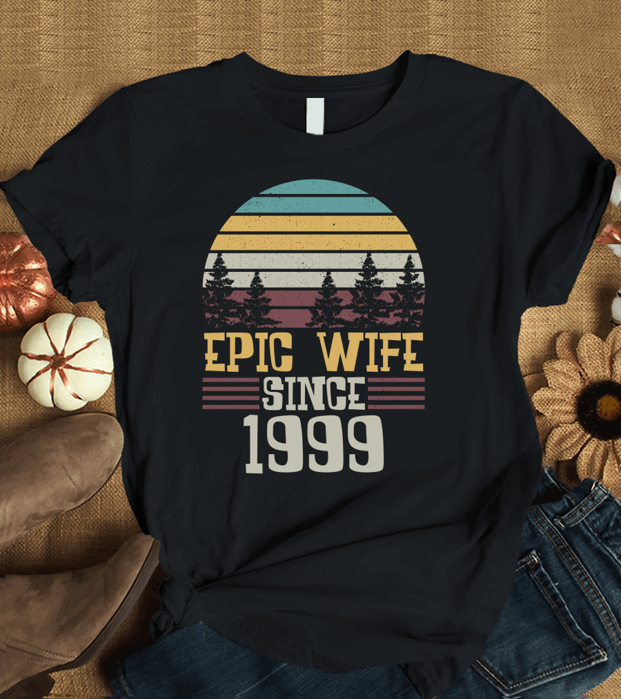 Epic Wife Since 1999 Vintage Sunset Pine Trees T-Shirt